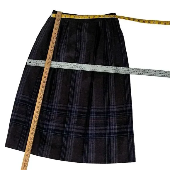 PENDLETON Purple Plaid Wool Skirt Midi Fully Lined VINTAGE Size 10 - Picture 9 of 10